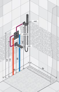 Душевой комплект Paini Grazia 21CRSET26911THBATH с термостатом хром